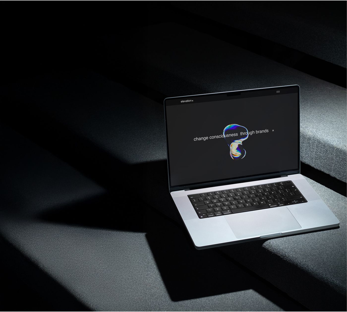 Elevation X — the site on a laptop